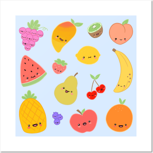 Kawaii fruits Posters and Art